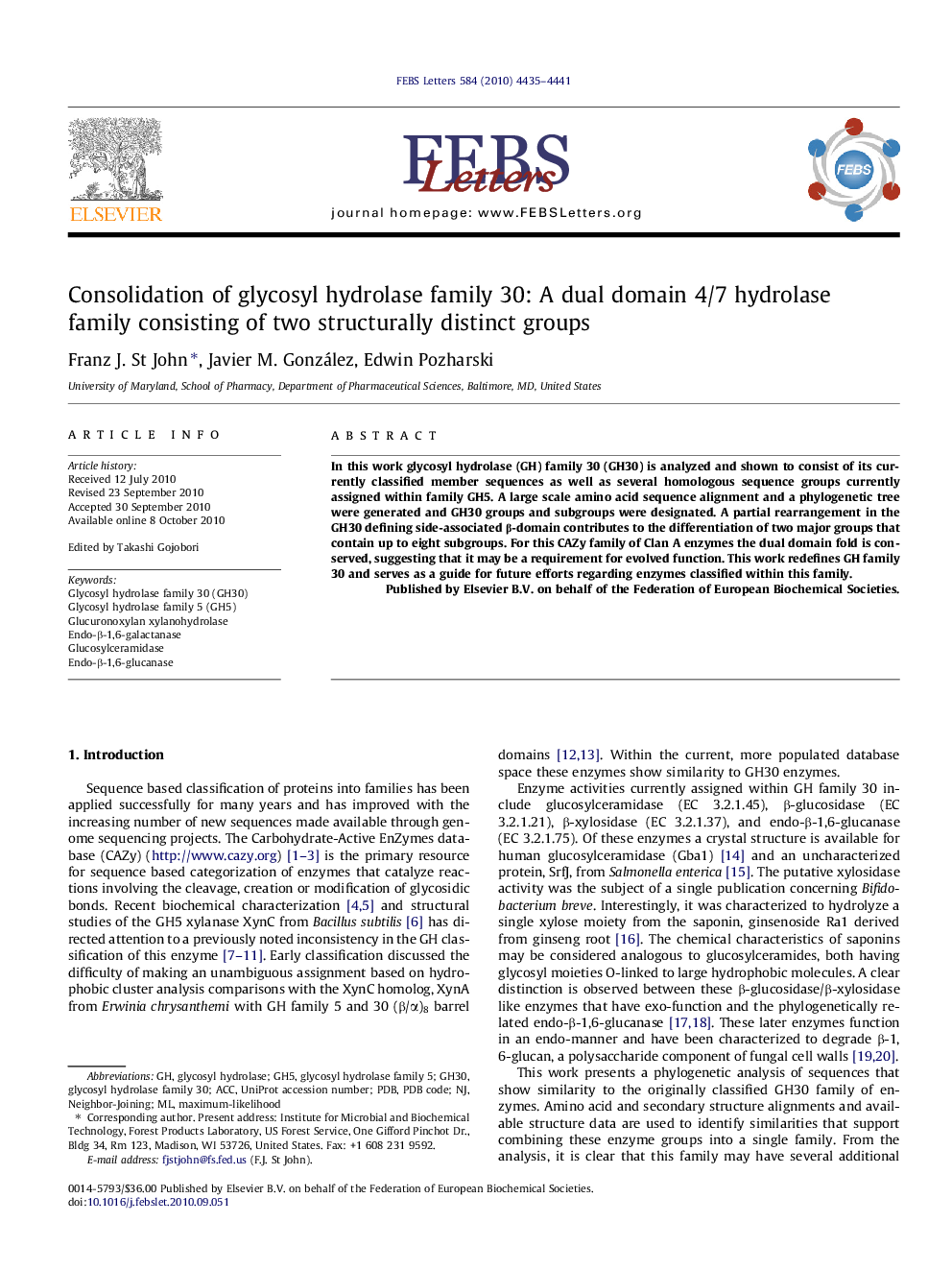 Consolidation of glycosyl hydrolase family 30: A dual domain 4/7 hydrolase family consisting of two structurally distinct groups