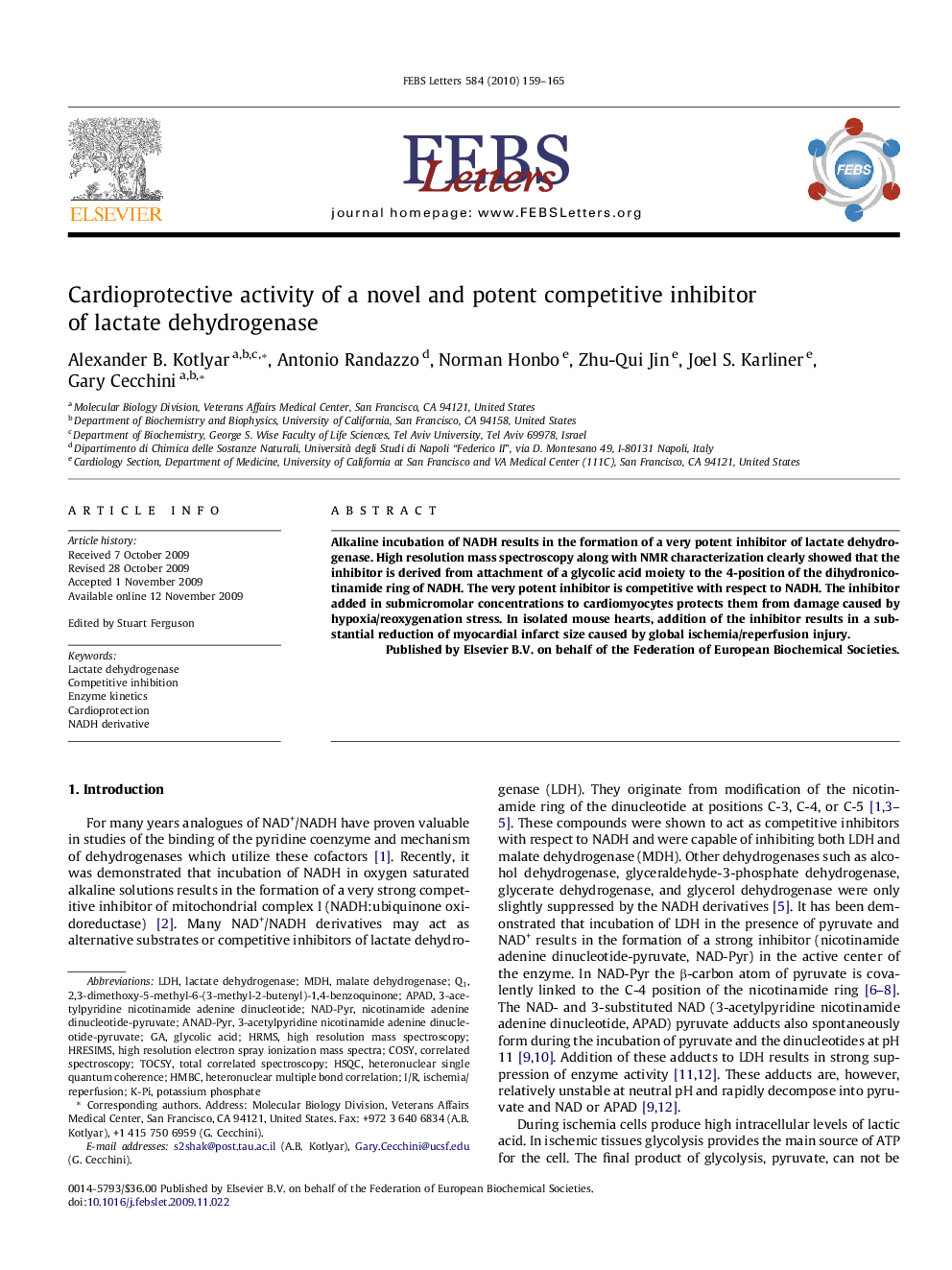 عکس صفحه اول مقاله: Cardioprotective activity of a novel and potent competitive inhibitor of lactate dehydrogenase Cardioprotective activity of a novel and potent competitive inhibitor of lactate dehydrogenase