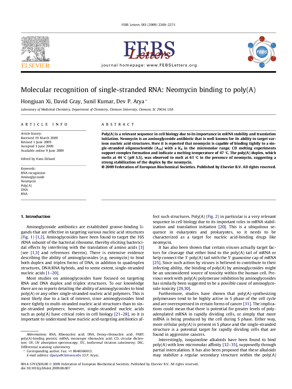 Molecular recognition of single-stranded RNA: Neomycin binding to poly(A)