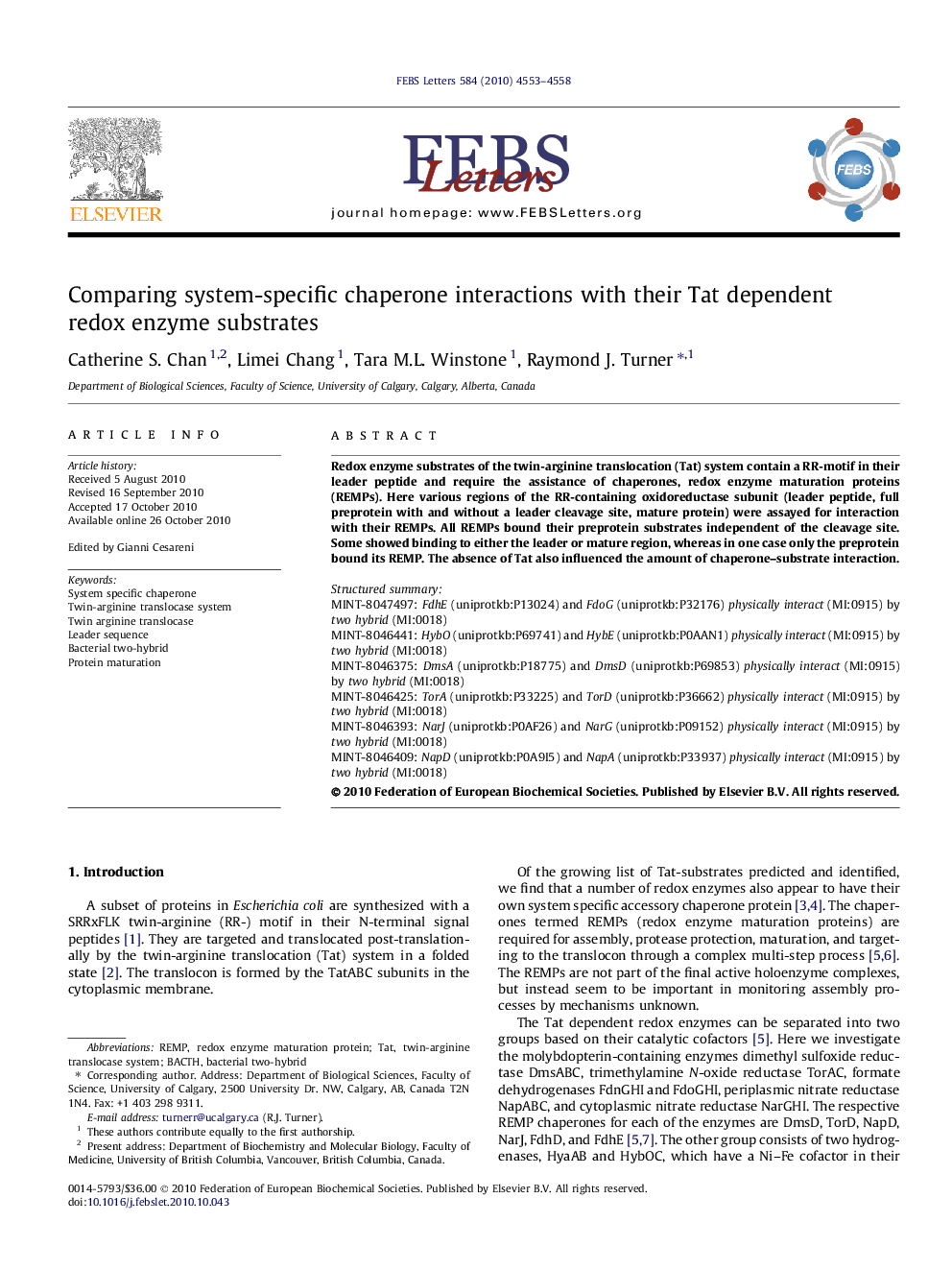 Comparing system-specific chaperone interactions with their Tat dependent redox enzyme substrates