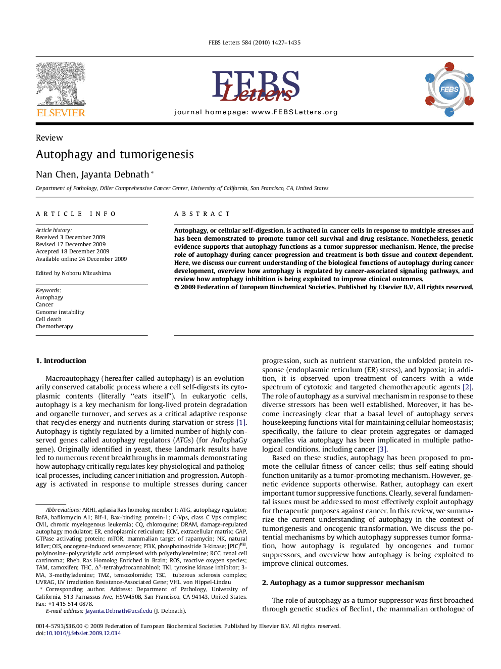 Autophagy and tumorigenesis