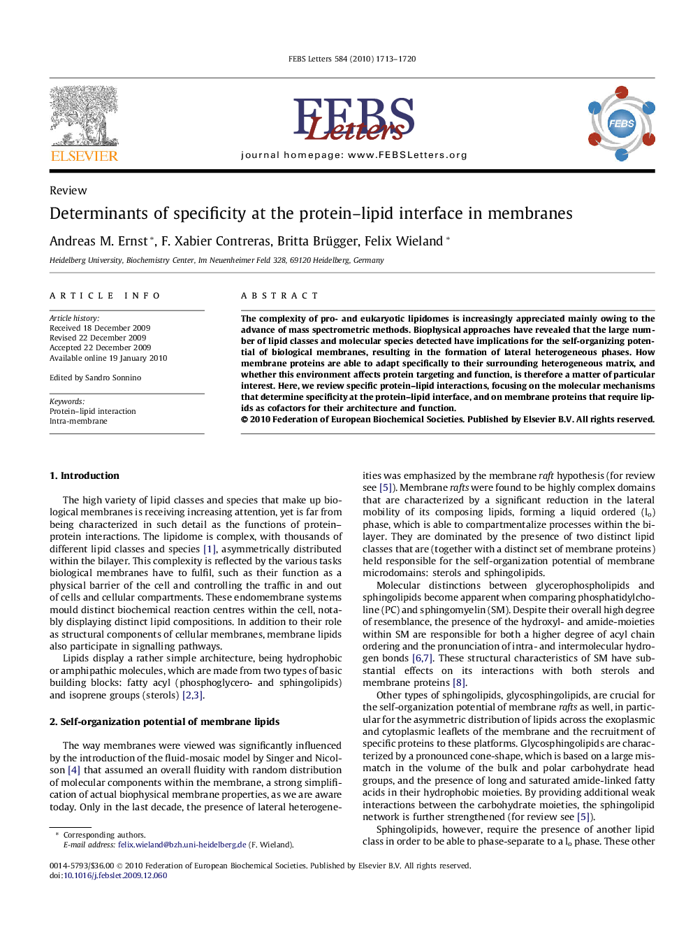 Determinants of specificity at the protein–lipid interface in membranes