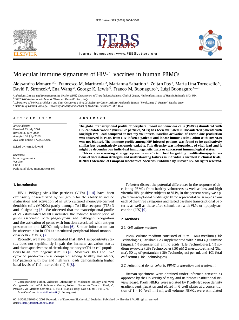 Molecular immune signatures of HIV-1 vaccines in human PBMCs