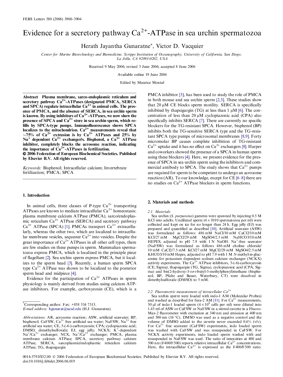 Evidence for a secretory pathway Ca2+-ATPase in sea urchin spermatozoa