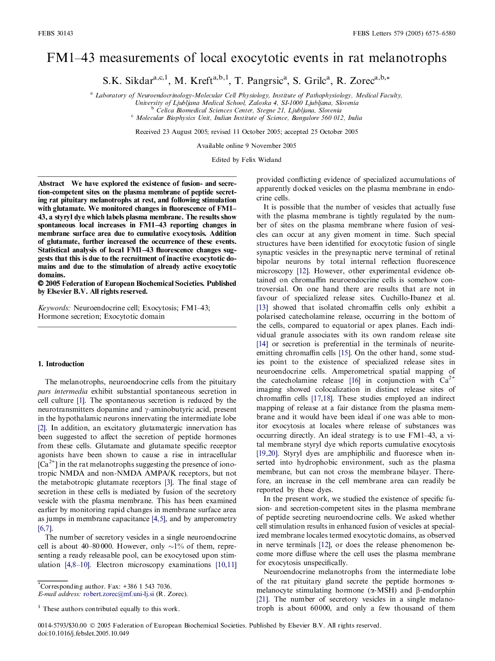 FM1–43 measurements of local exocytotic events in rat melanotrophs