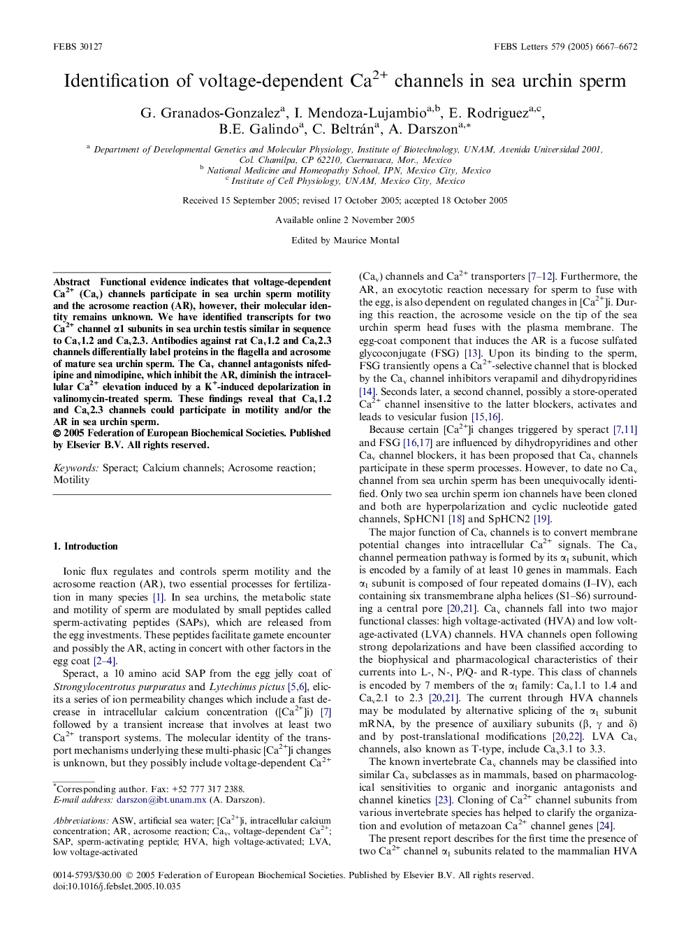 Identification of voltage-dependent Ca2+ channels in sea urchin sperm