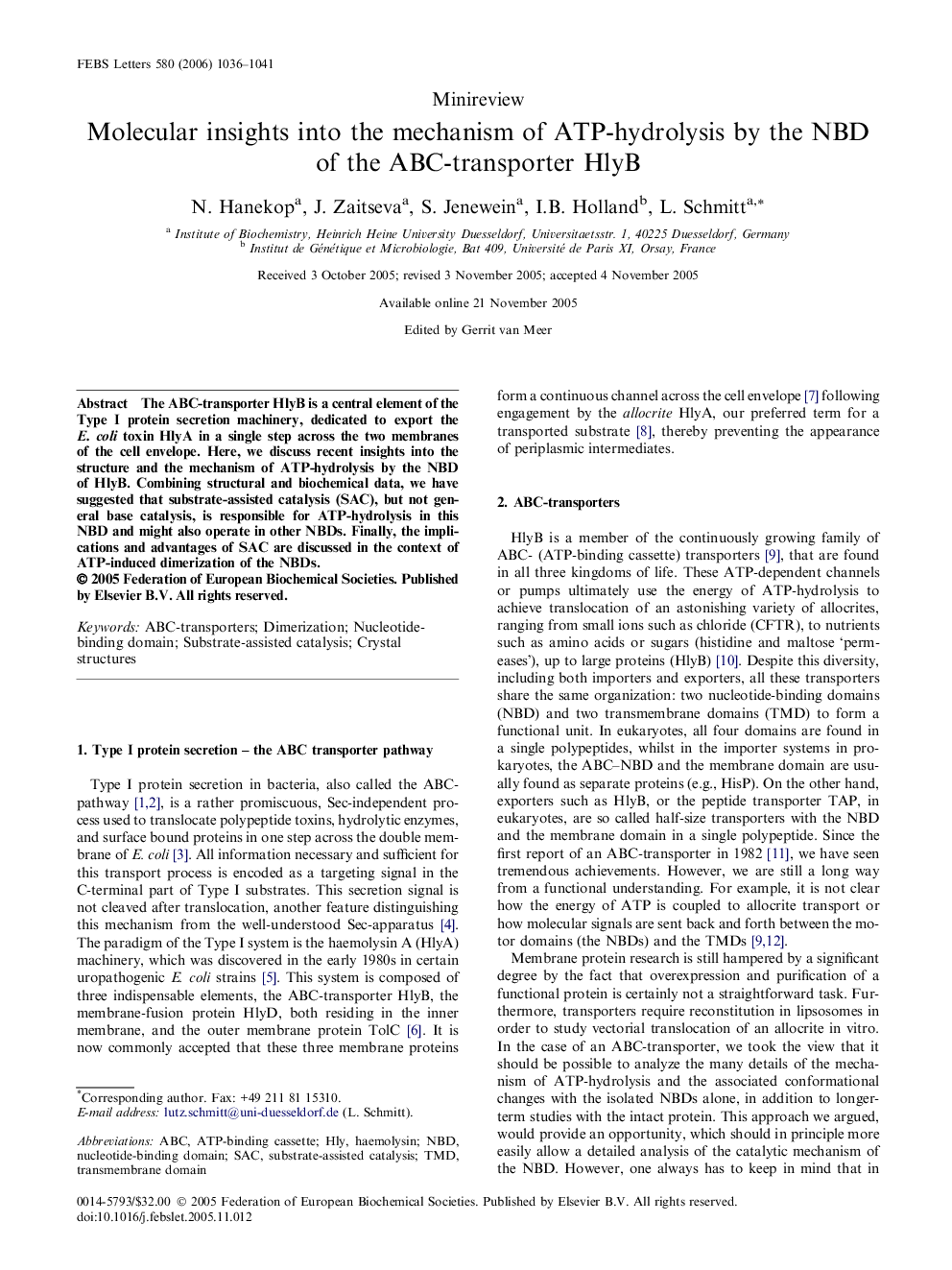 Molecular insights into the mechanism of ATP-hydrolysis by the NBD of the ABC-transporter HlyB