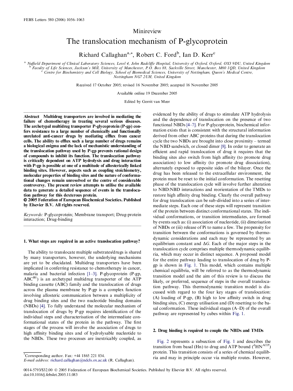 The translocation mechanism of P-glycoprotein