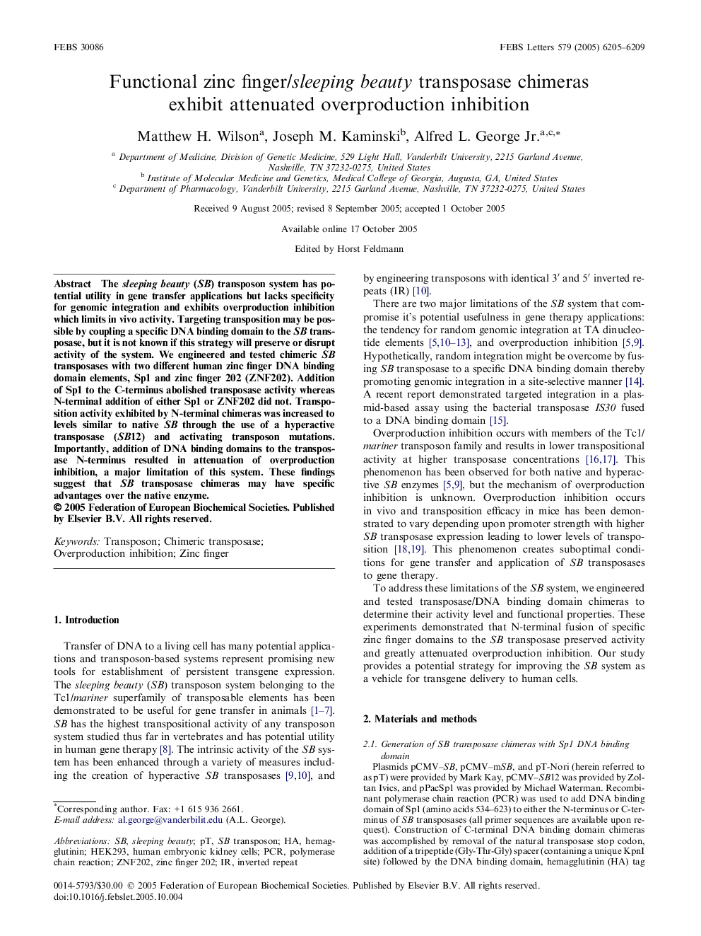 Functional zinc finger/sleeping beauty transposase chimeras exhibit attenuated overproduction inhibition