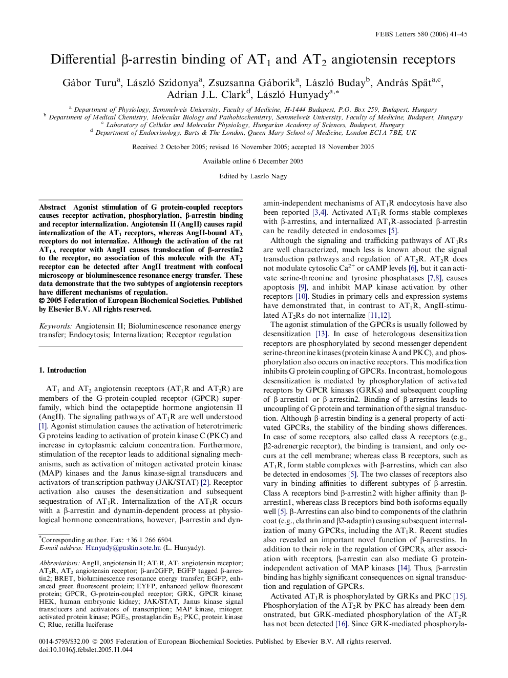 Differential β-arrestin binding of AT1 and AT2 angiotensin receptors