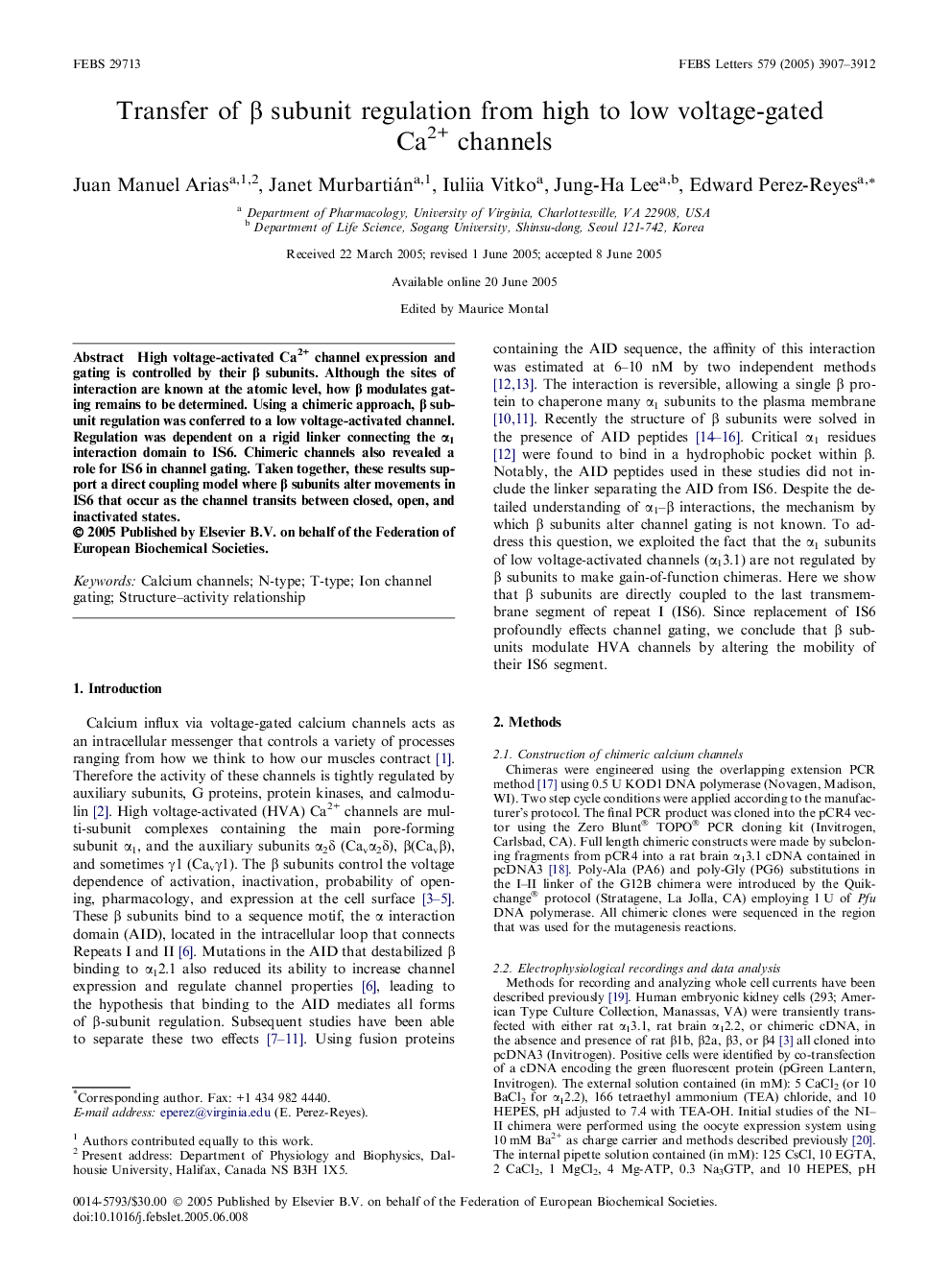 Transfer of β subunit regulation from high to low voltage-gated Ca2+ channels