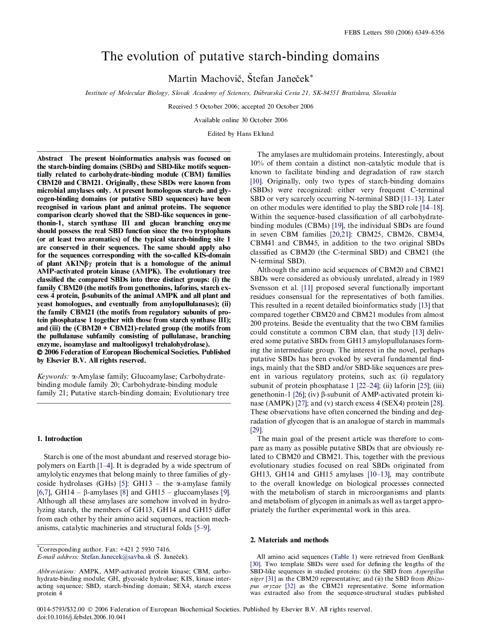 The evolution of putative starch-binding domains