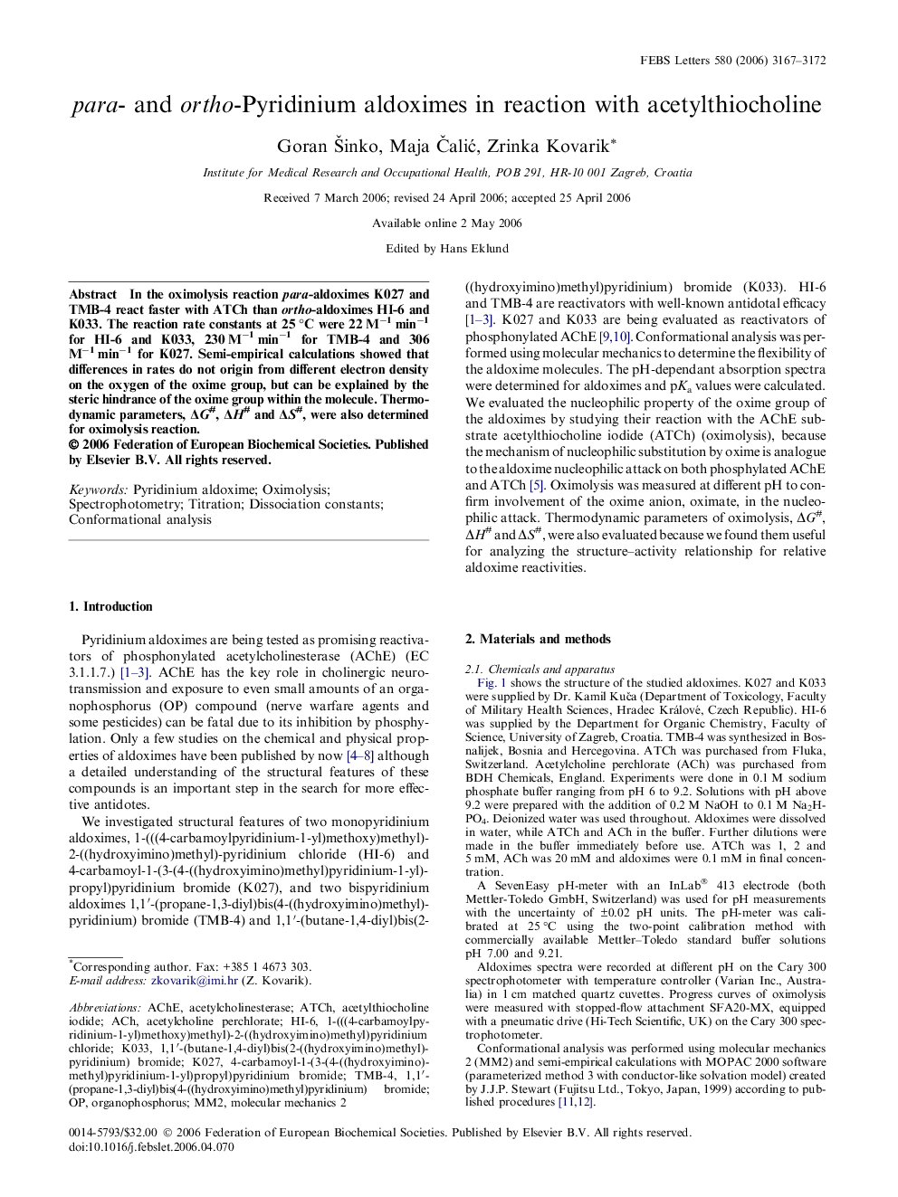 para- and ortho-Pyridinium aldoximes in reaction with acetylthiocholine