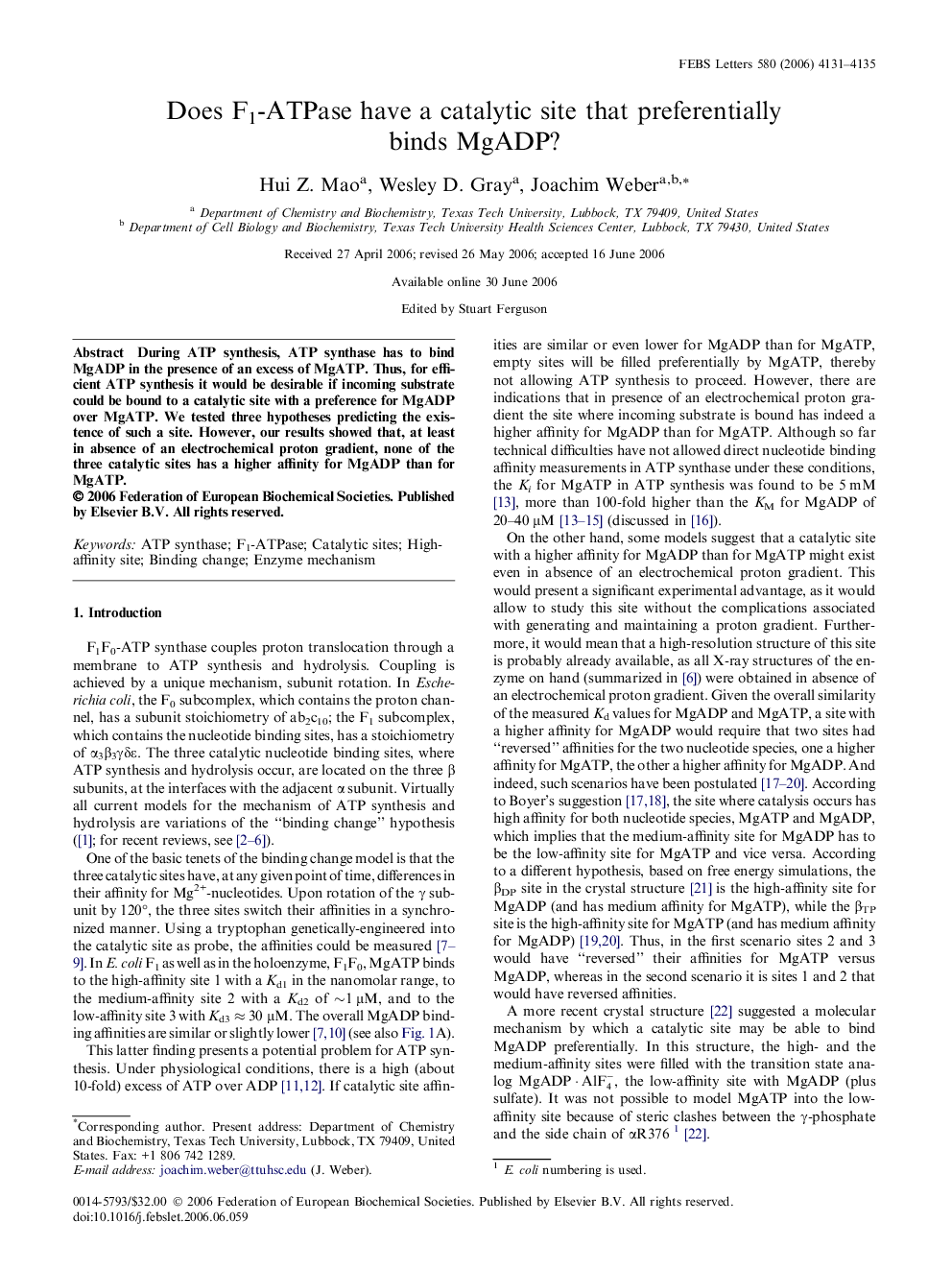 Does F1-ATPase have a catalytic site that preferentially binds MgADP?