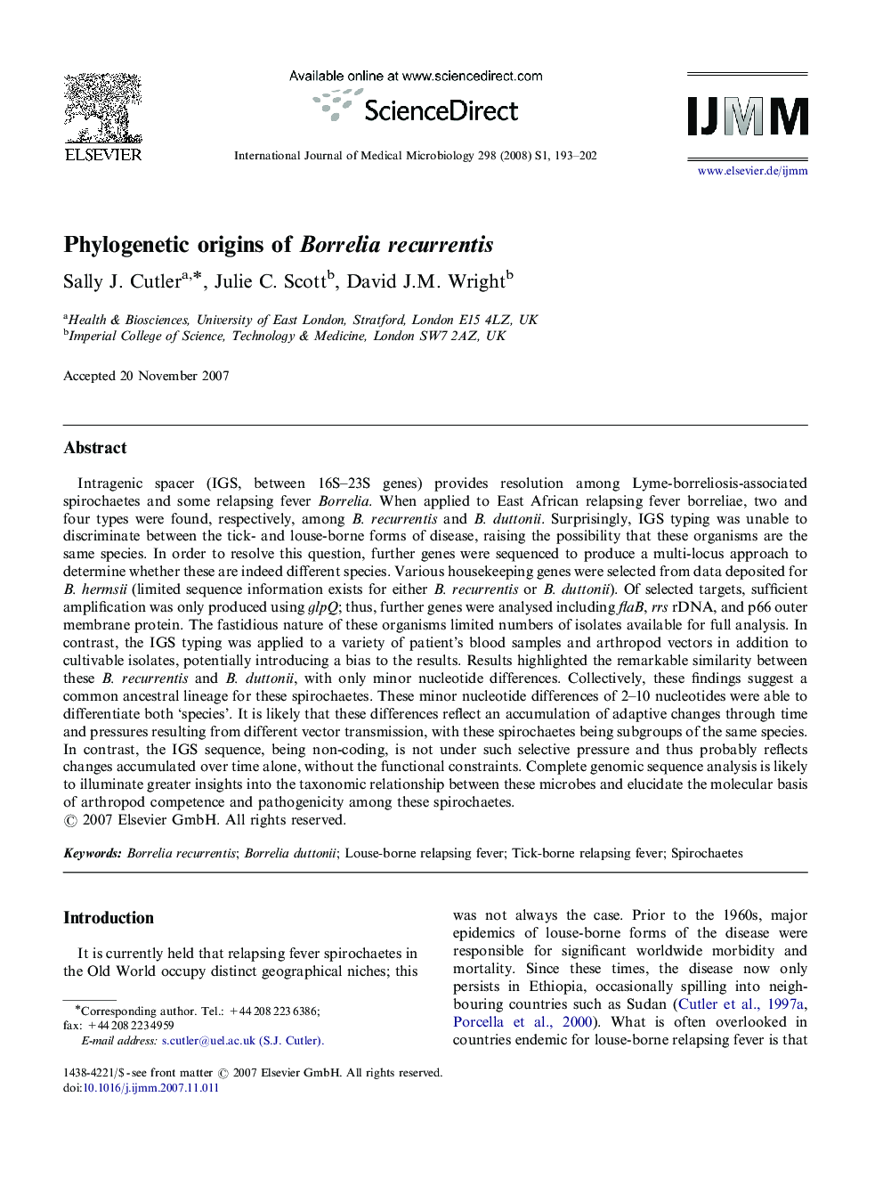 Phylogenetic origins of Borrelia recurrentis