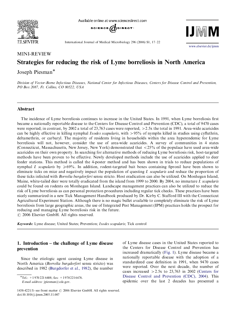 Strategies for reducing the risk of Lyme borreliosis in North America