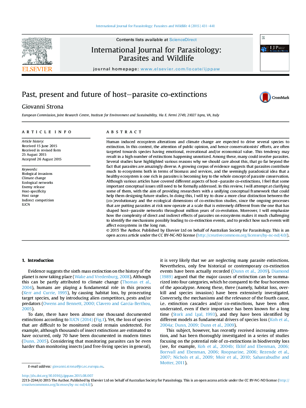 Past, present and future of host–parasite co-extinctions