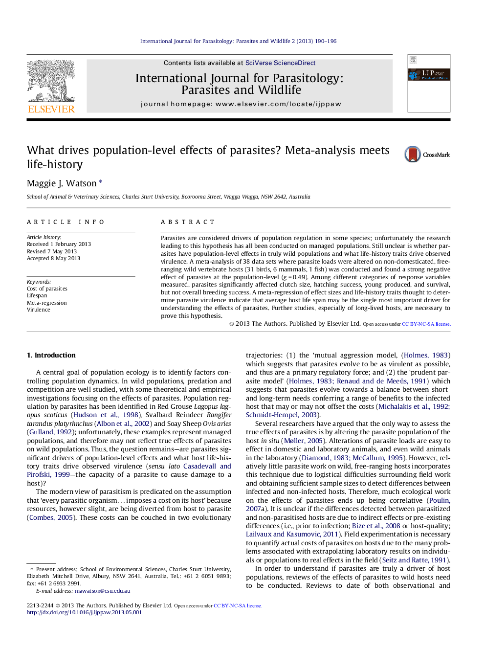 What drives population-level effects of parasites? Meta-analysis meets life-history