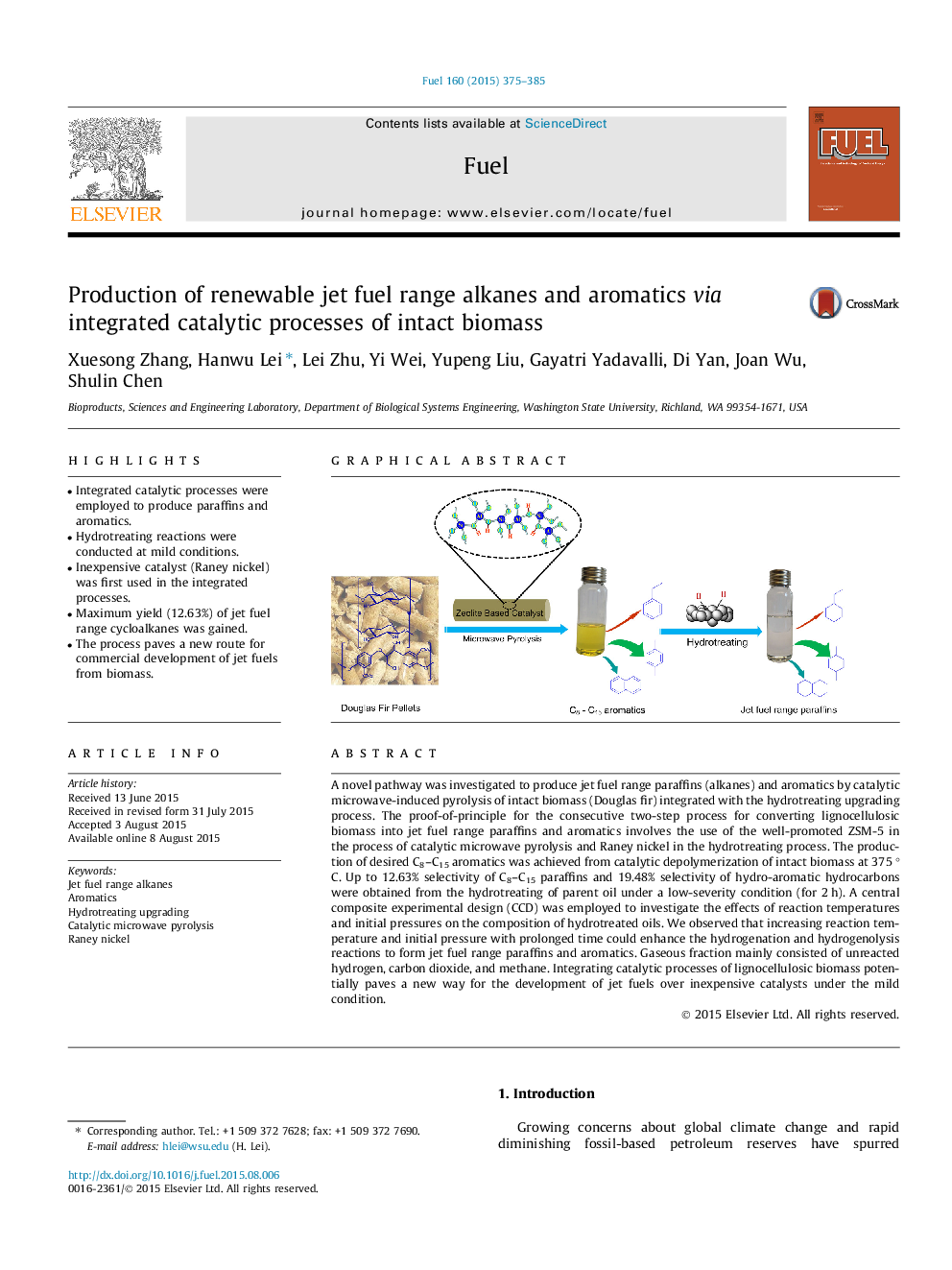 تولید سوخت های جت برقی قابل تنظیم آلکان ها و آروماتیک ها از طریق فرایندهای کاتالیزوری یکپارچه از زیست توده دست نخورده 