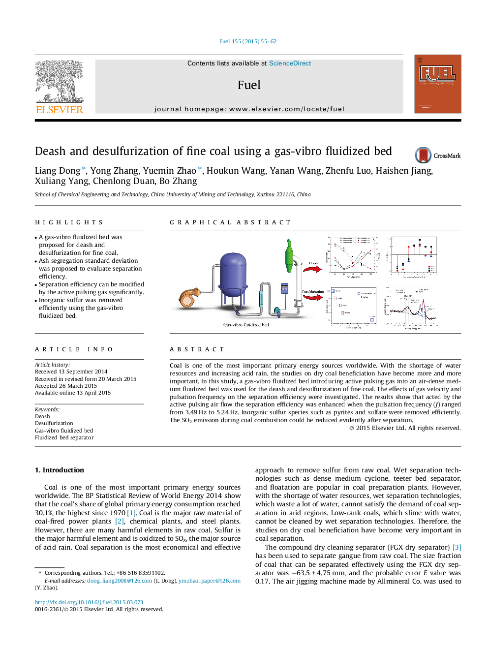 Deash and desulfurization of fine coal using a gas-vibro fluidized bed