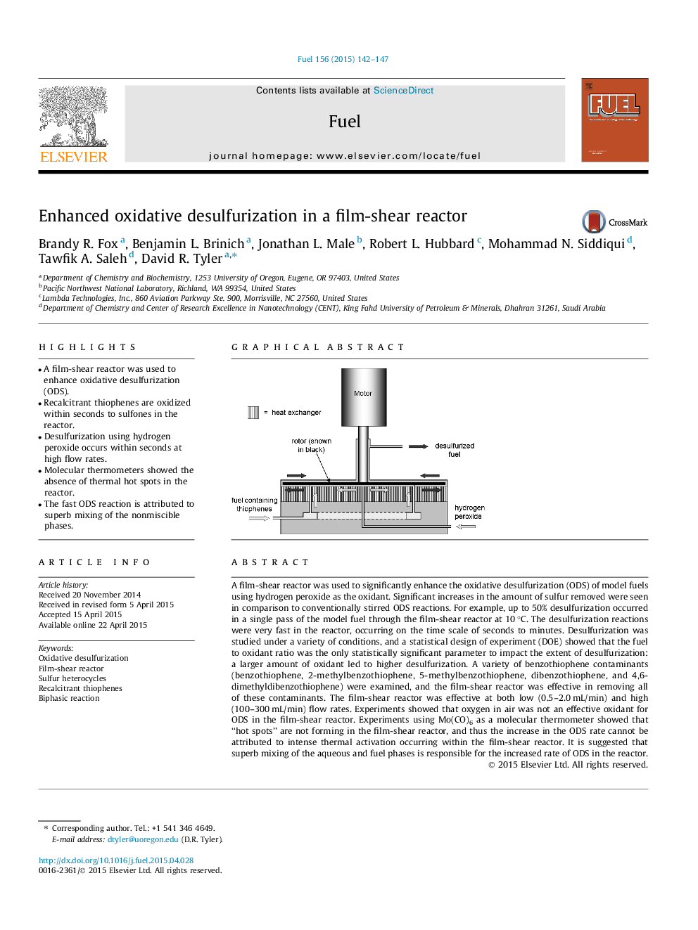 Enhanced oxidative desulfurization in a film-shear reactor