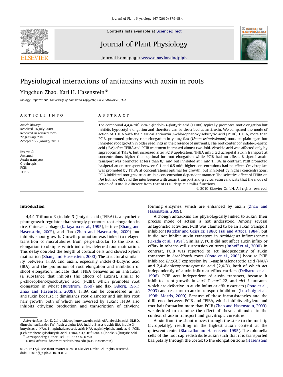 Physiological interactions of antiauxins with auxin in roots