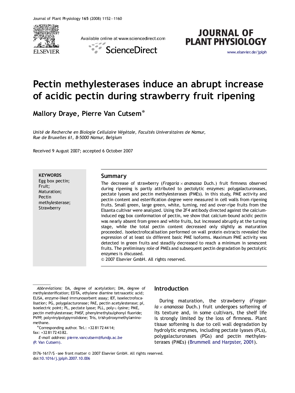 Pectin methylesterases induce an abrupt increase of acidic pectin during strawberry fruit ripening