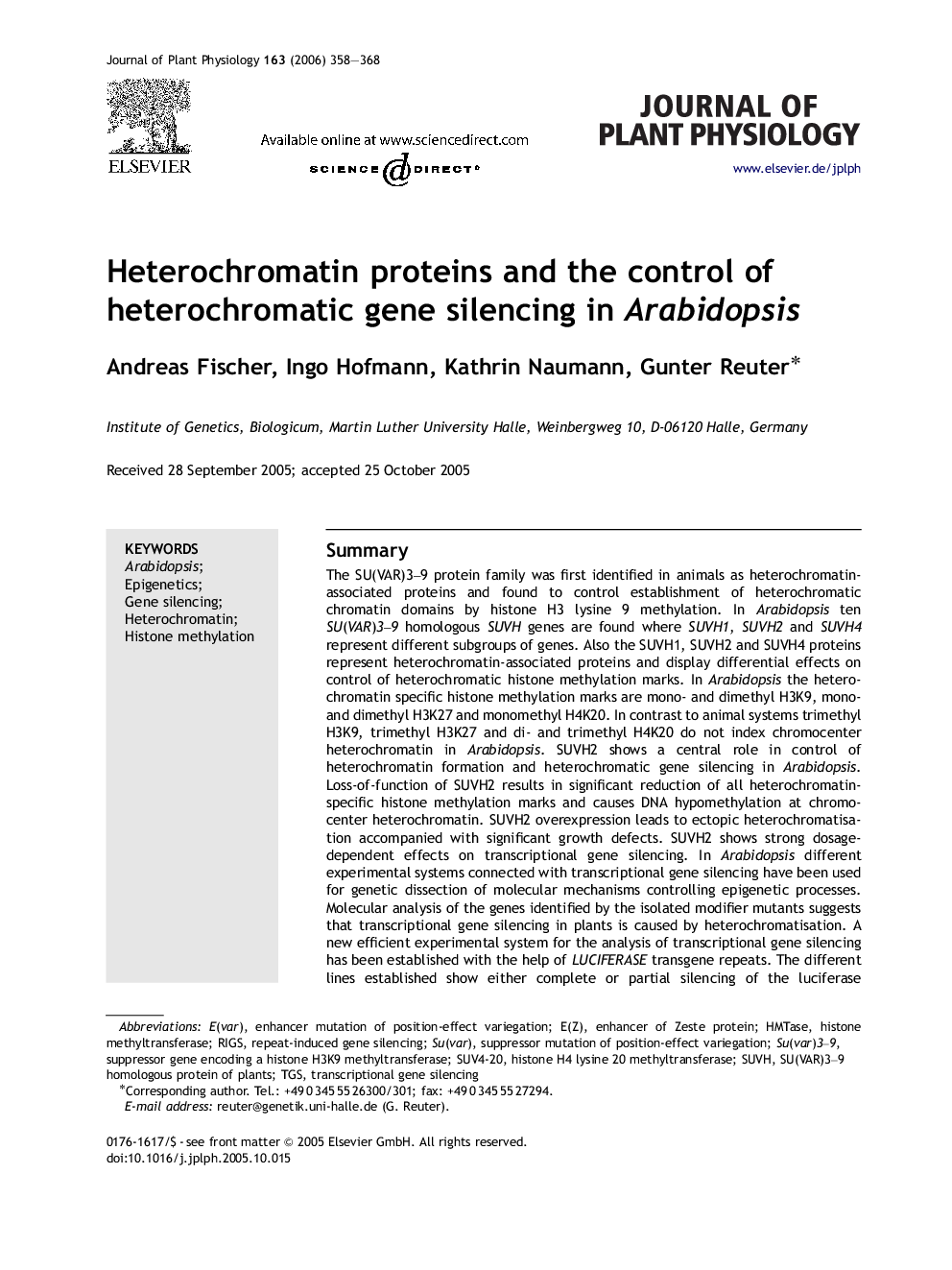 Heterochromatin proteins and the control of heterochromatic gene silencing in Arabidopsis