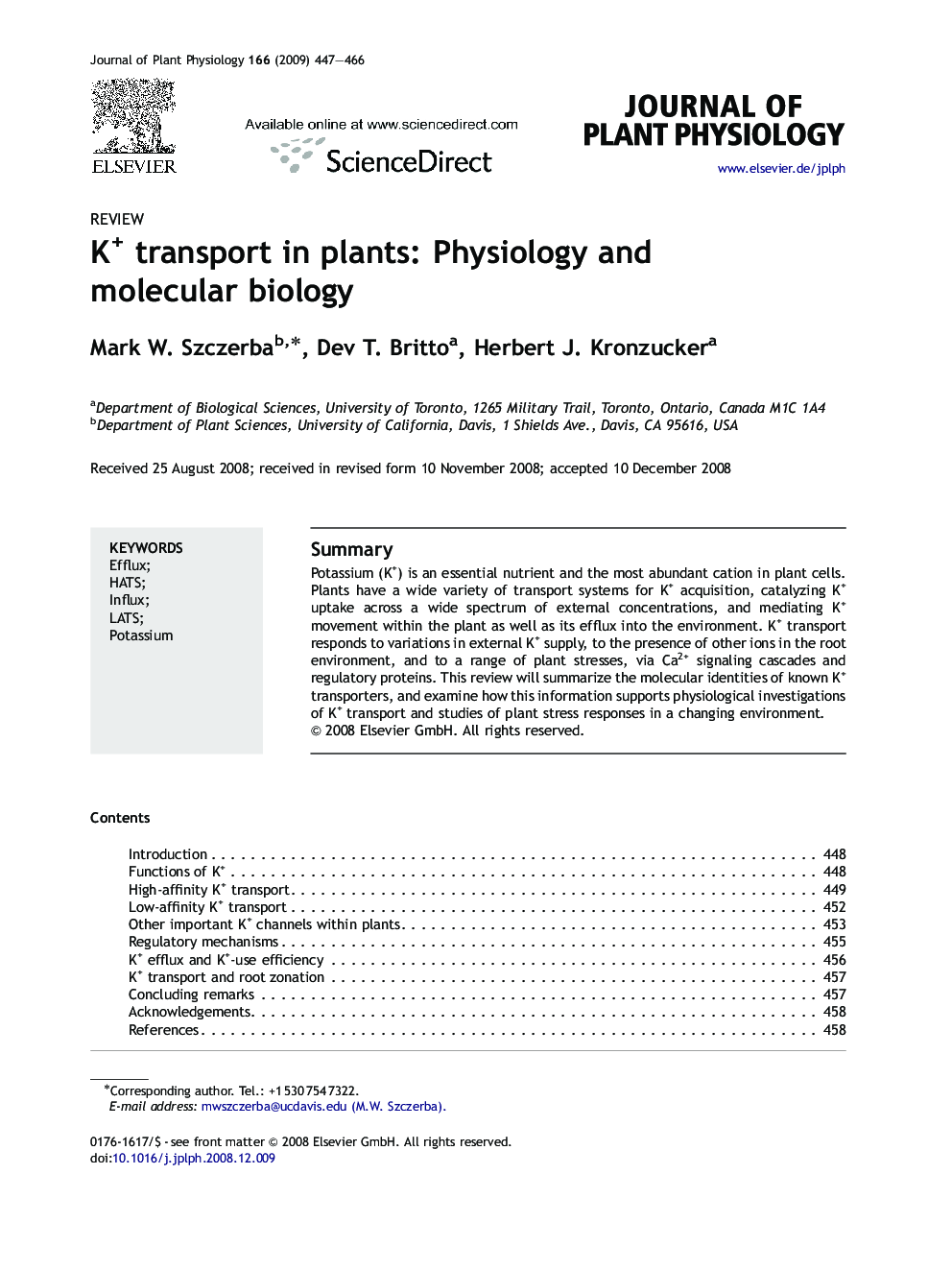 K+ transport in plants: Physiology and molecular biology