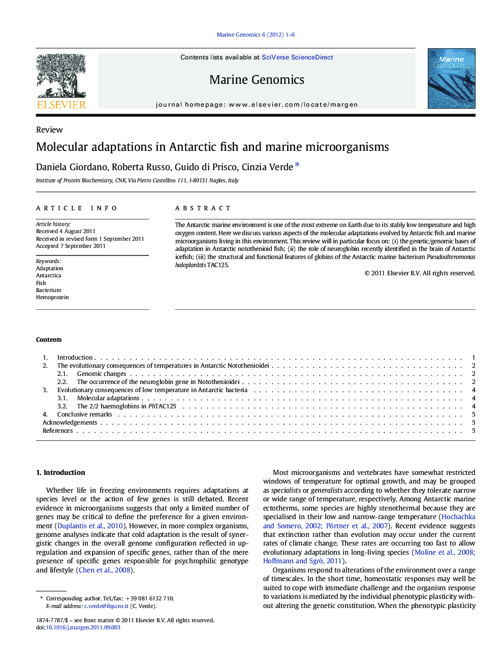 Molecular adaptations in Antarctic fish and marine microorganisms