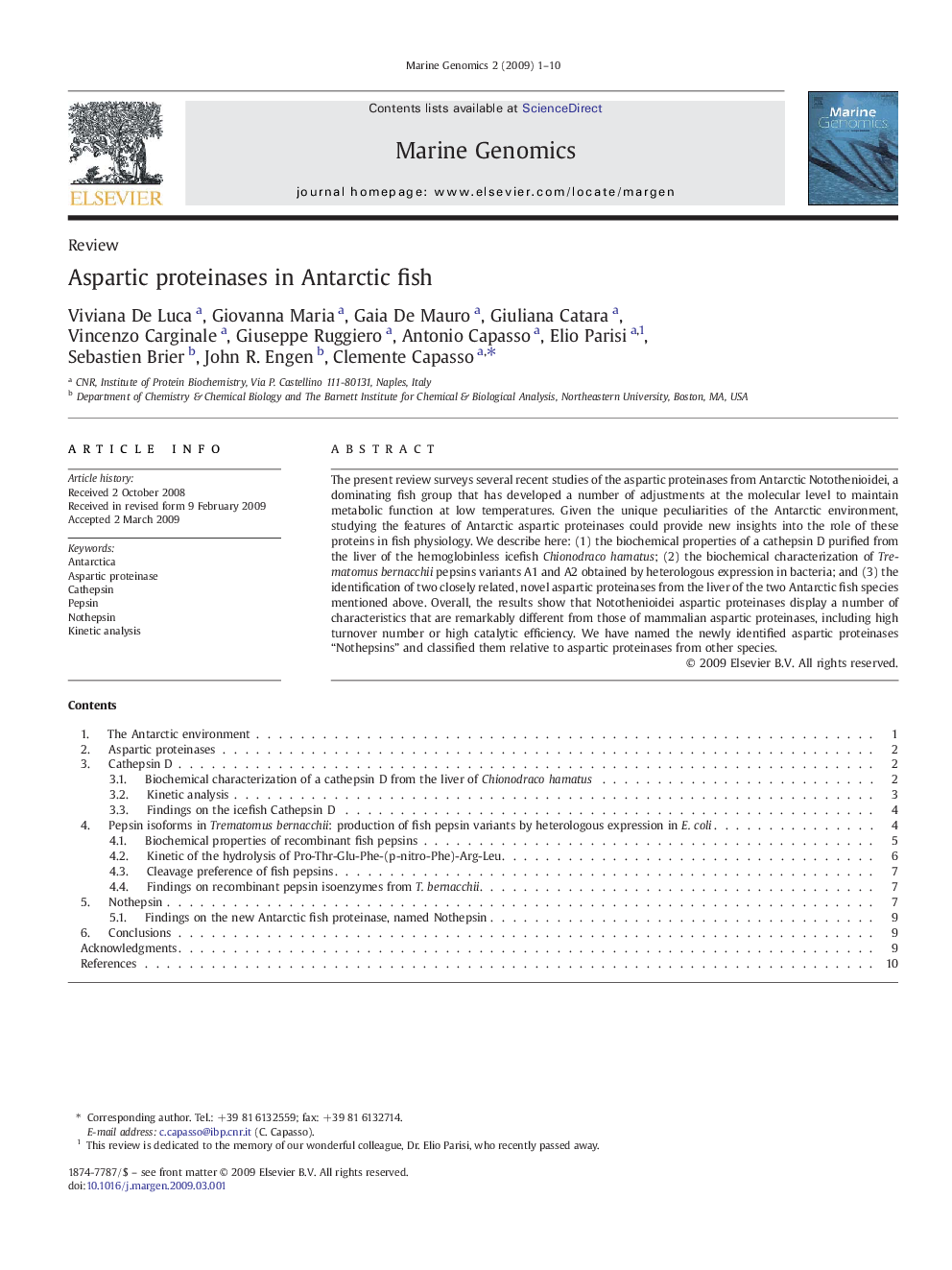 Aspartic proteinases in Antarctic fish