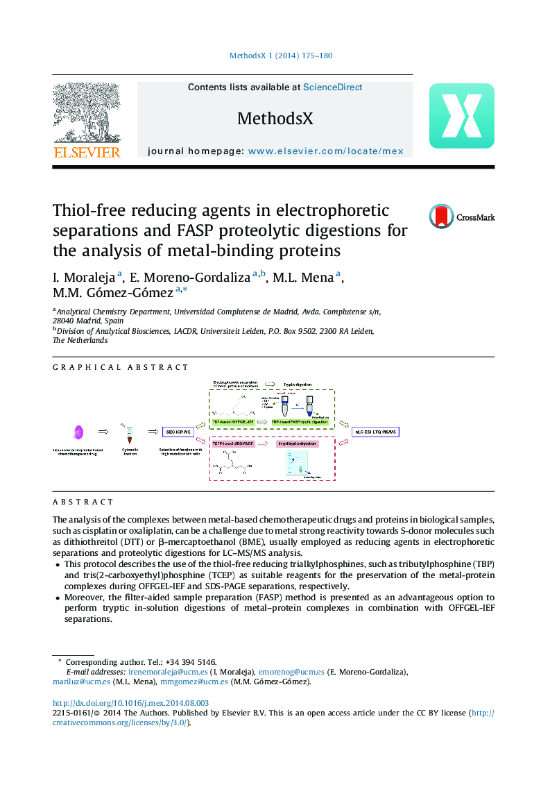 Thiol-free reducing agents in electrophoretic separations and FASP proteolytic digestions for the analysis of metal-binding proteins