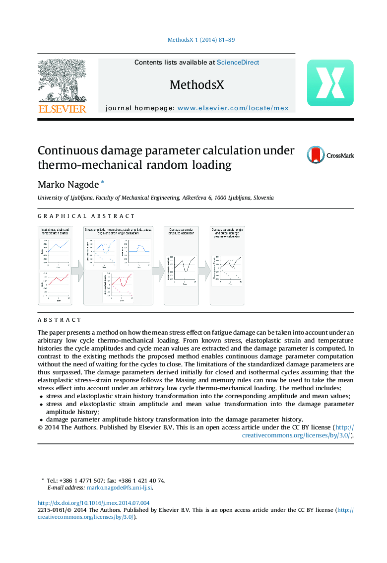 Continuous damage parameter calculation under thermo-mechanical random loading