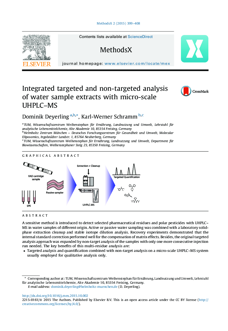 Integrated targeted and non-targeted analysis of water sample extracts with micro-scale UHPLC–MS