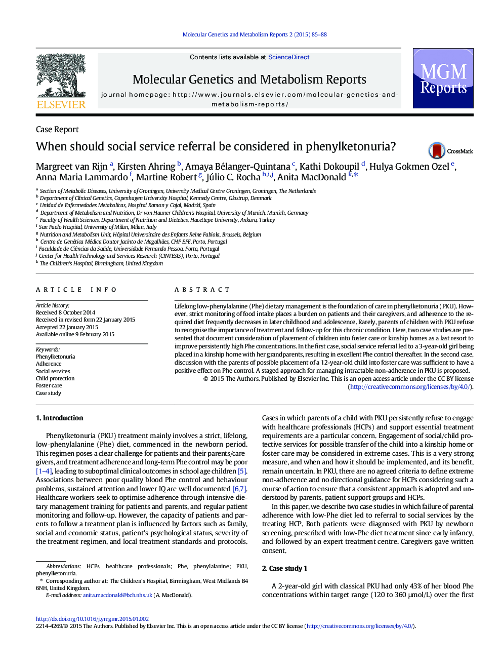 When should social service referral be considered in phenylketonuria?