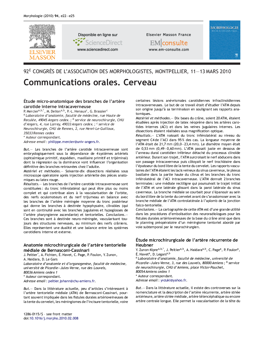 Communications orales Cerveau