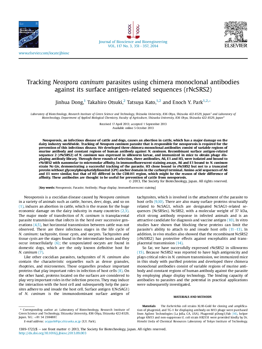 Tracking Neospora caninum parasites using chimera monoclonal antibodies against its surface antigen-related sequences (rNcSRS2)