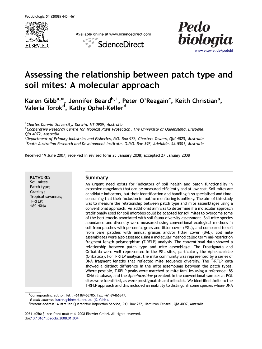 Assessing the relationship between patch type and soil mites: A molecular approach