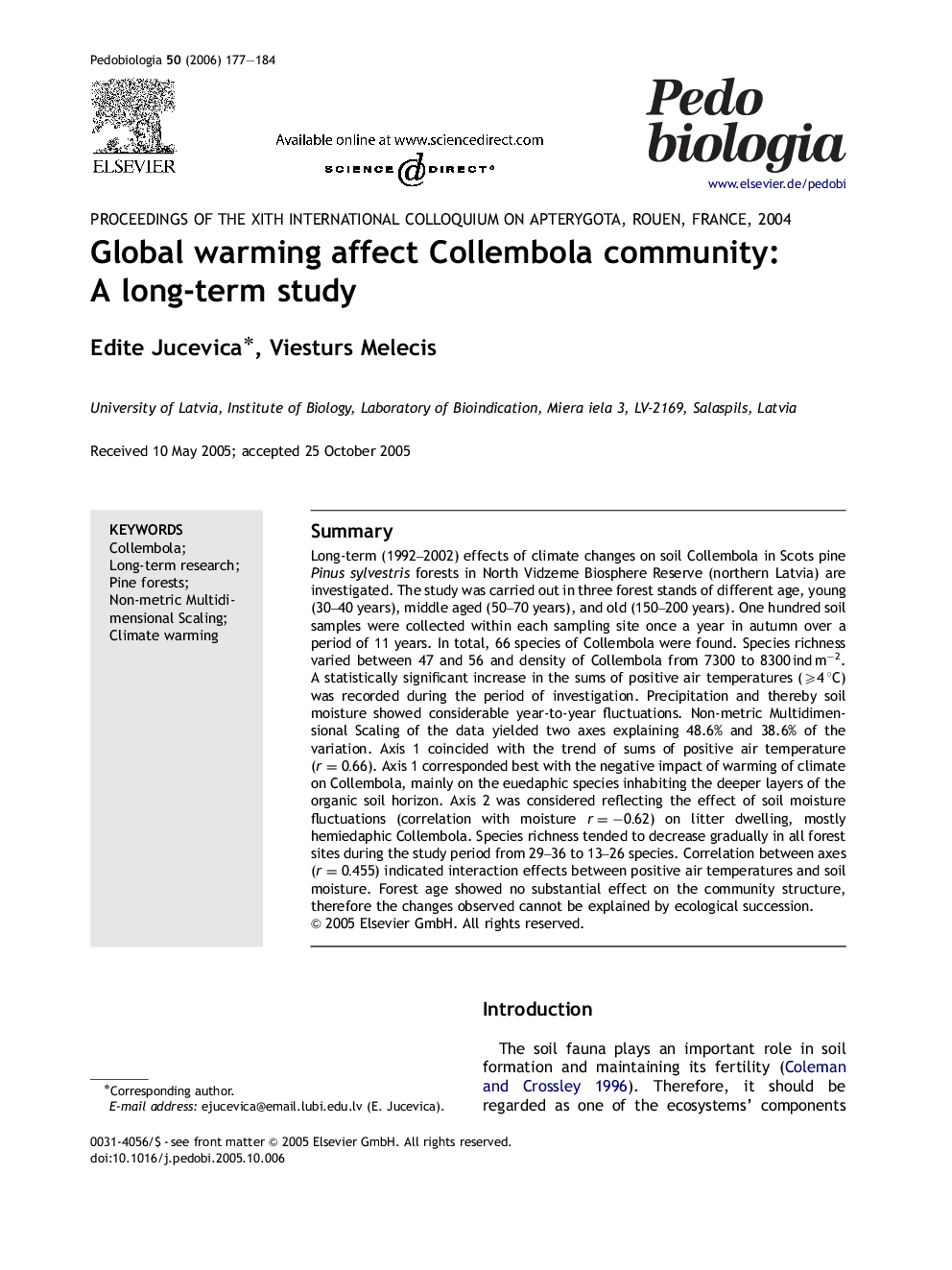 Global warming affect Collembola community: A long-term study