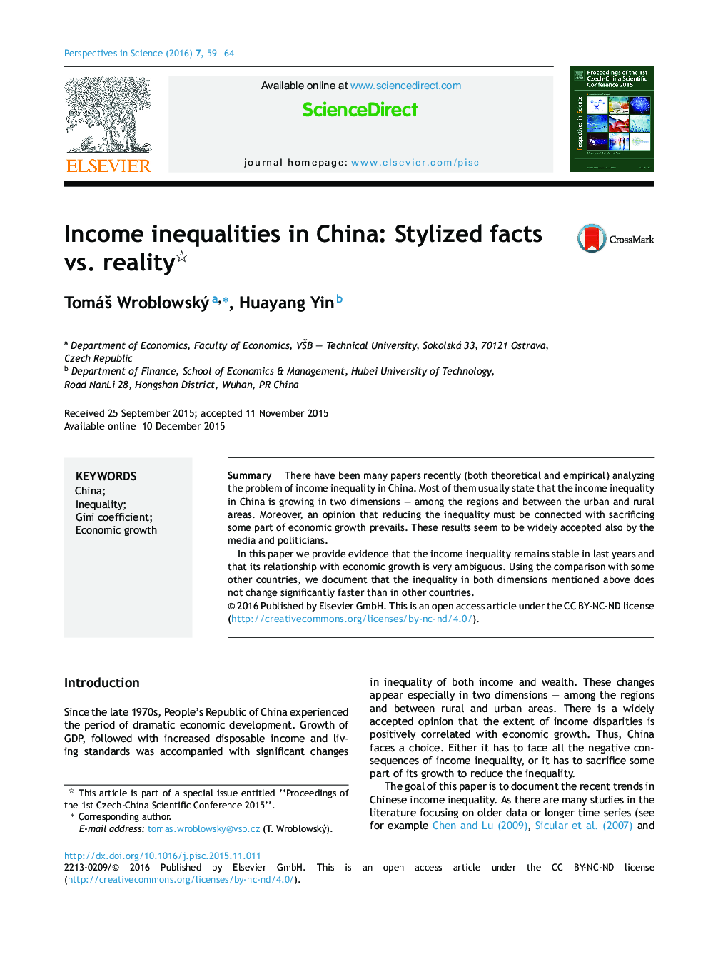 Income inequalities in China: Stylized facts vs. reality 