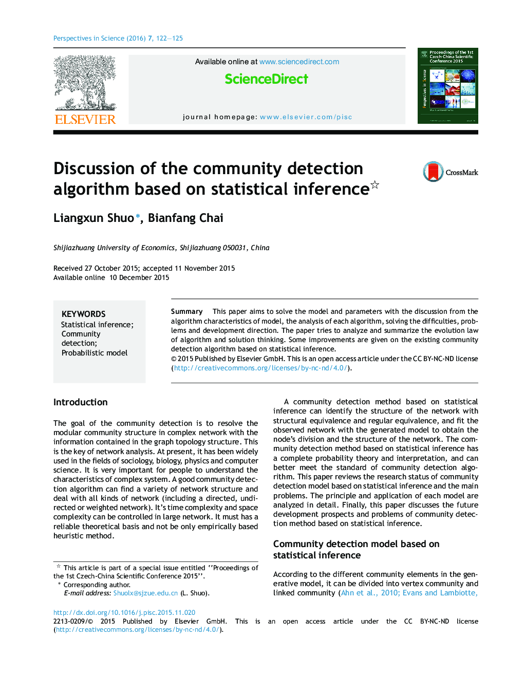Discussion of the community detection algorithm based on statistical inference 