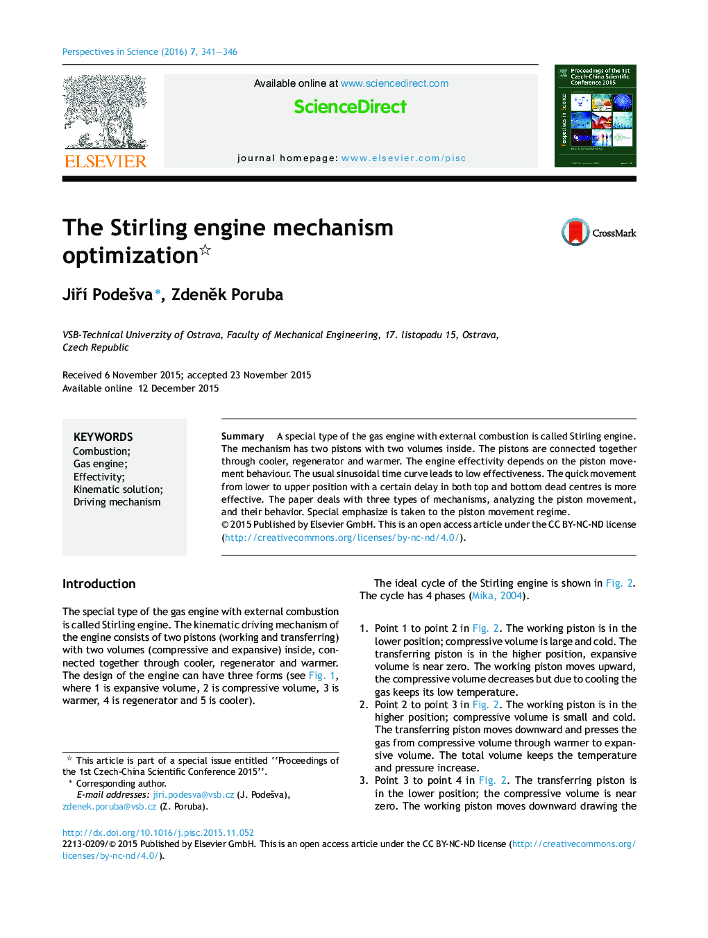 The Stirling engine mechanism optimization 