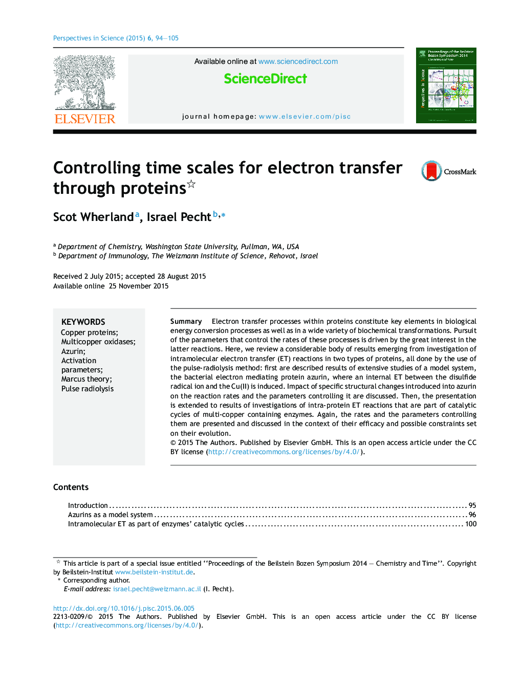 Controlling time scales for electron transfer through proteins 