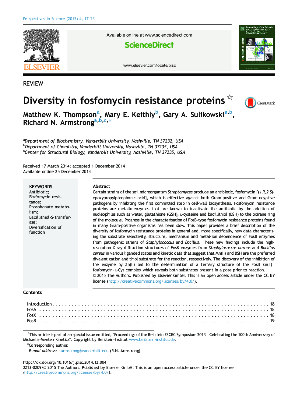 تنوع در پروتئین های مقاوم به فسفومایسین؟ 