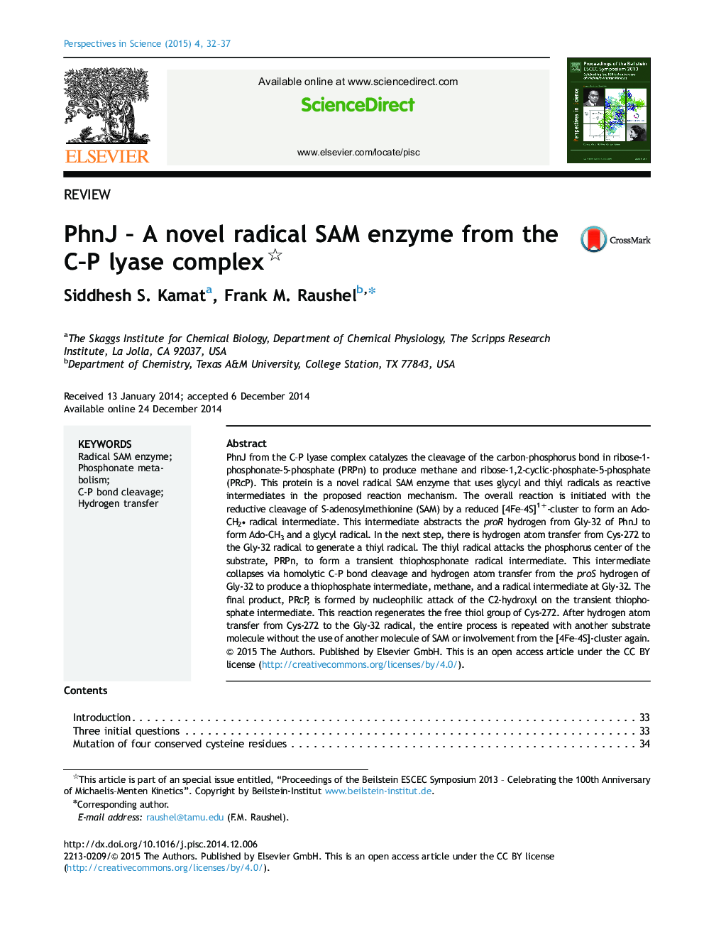PhnJ – A novel radical SAM enzyme from the C–P lyase complex 