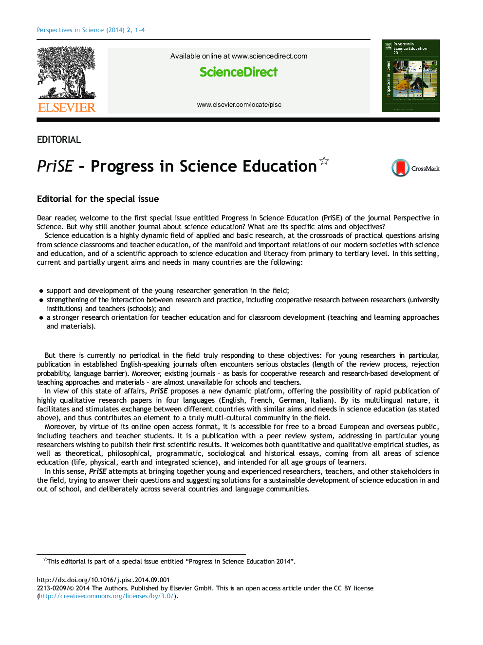 PriSE - Progress in Science Education