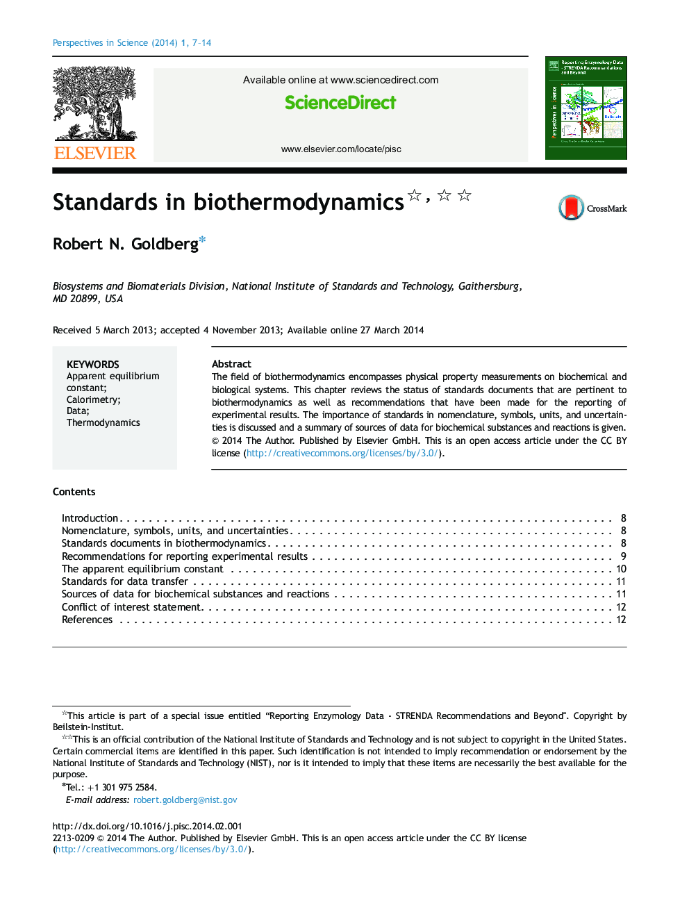 Standards in biothermodynamics 