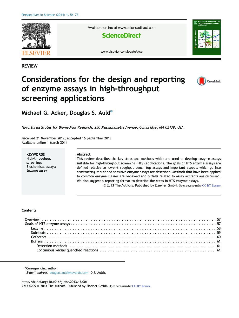 Considerations for the design and reporting of enzyme assays in high-throughput screening applications 