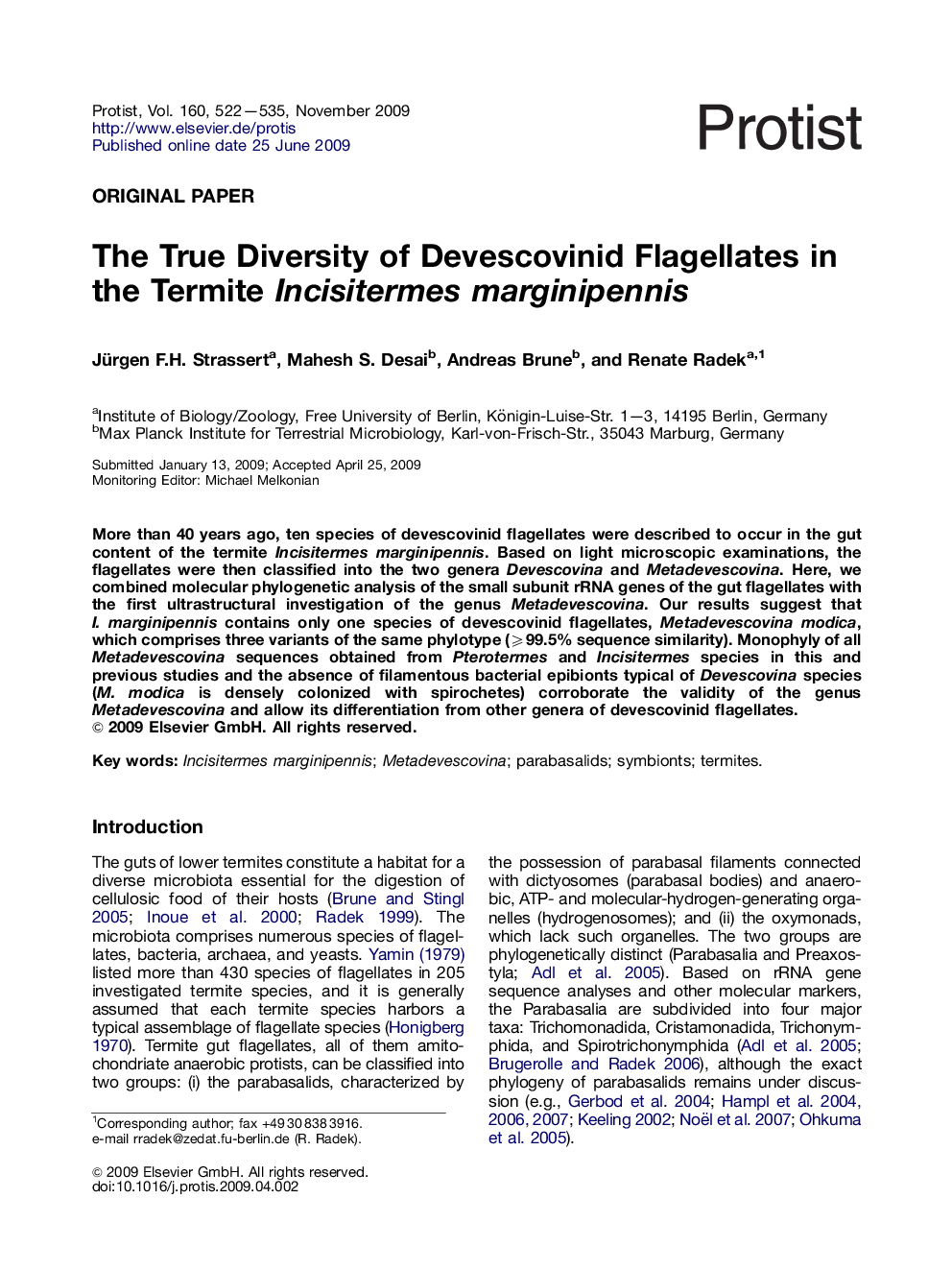 The True Diversity of Devescovinid Flagellates in the Termite Incisitermes marginipennis