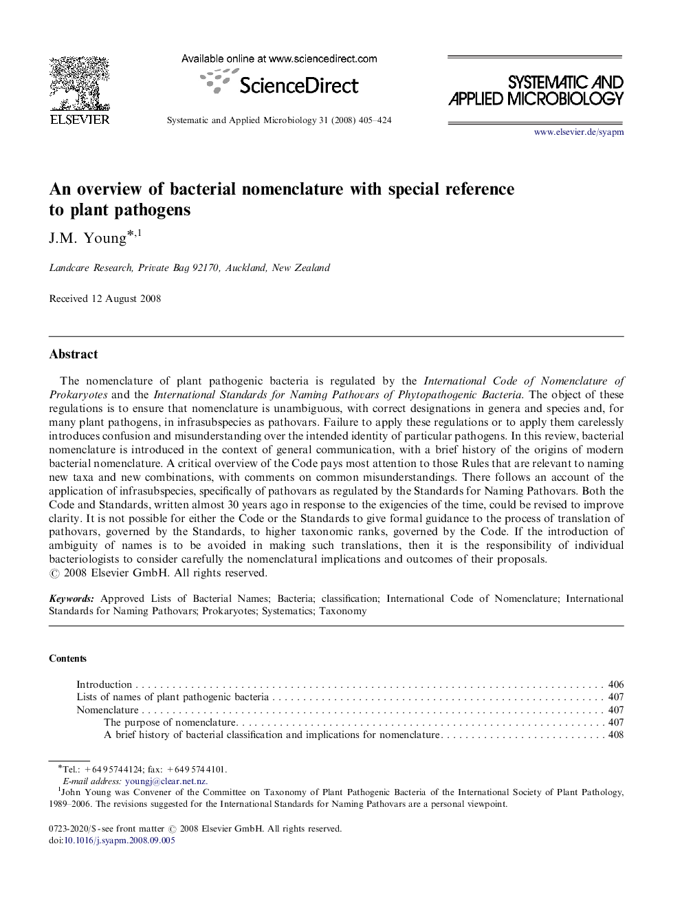 An overview of bacterial nomenclature with special reference to plant pathogens